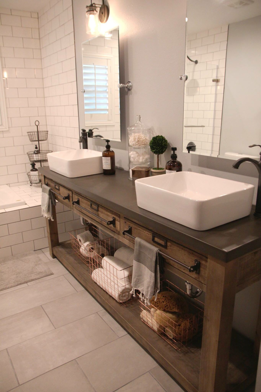 15 Gorgeous His And Hers Bathroom Sinks - Open Shelving